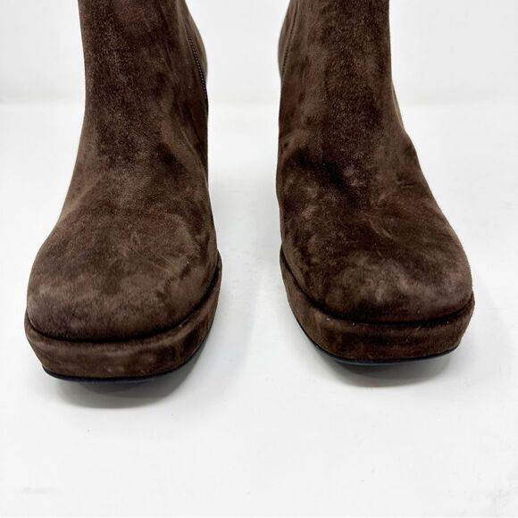 Jeffrey Campbell Humanity Zip Ankle Bootie Platform Brown Suede Boot Size 7.5 - Picture 4 of 8